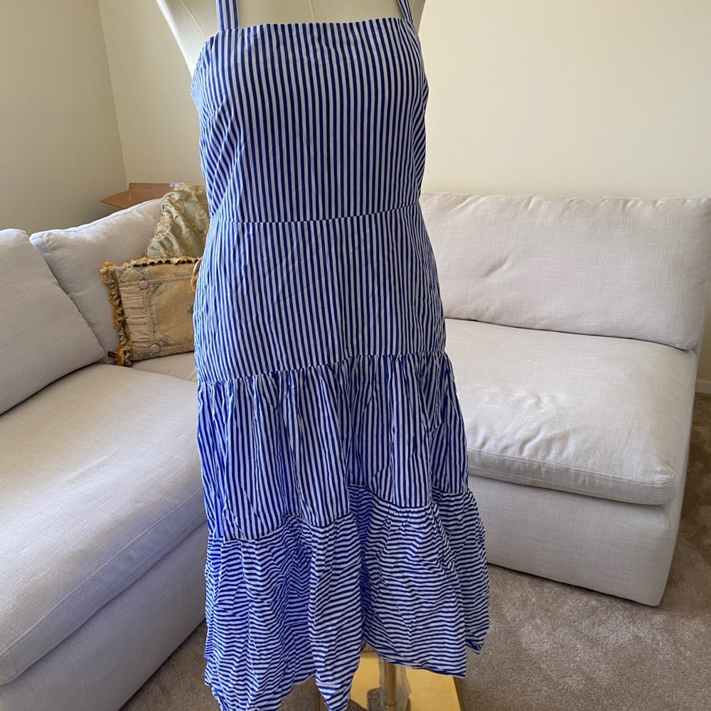 Banana Republic white & Bluestrip Sundress, New Sz 16